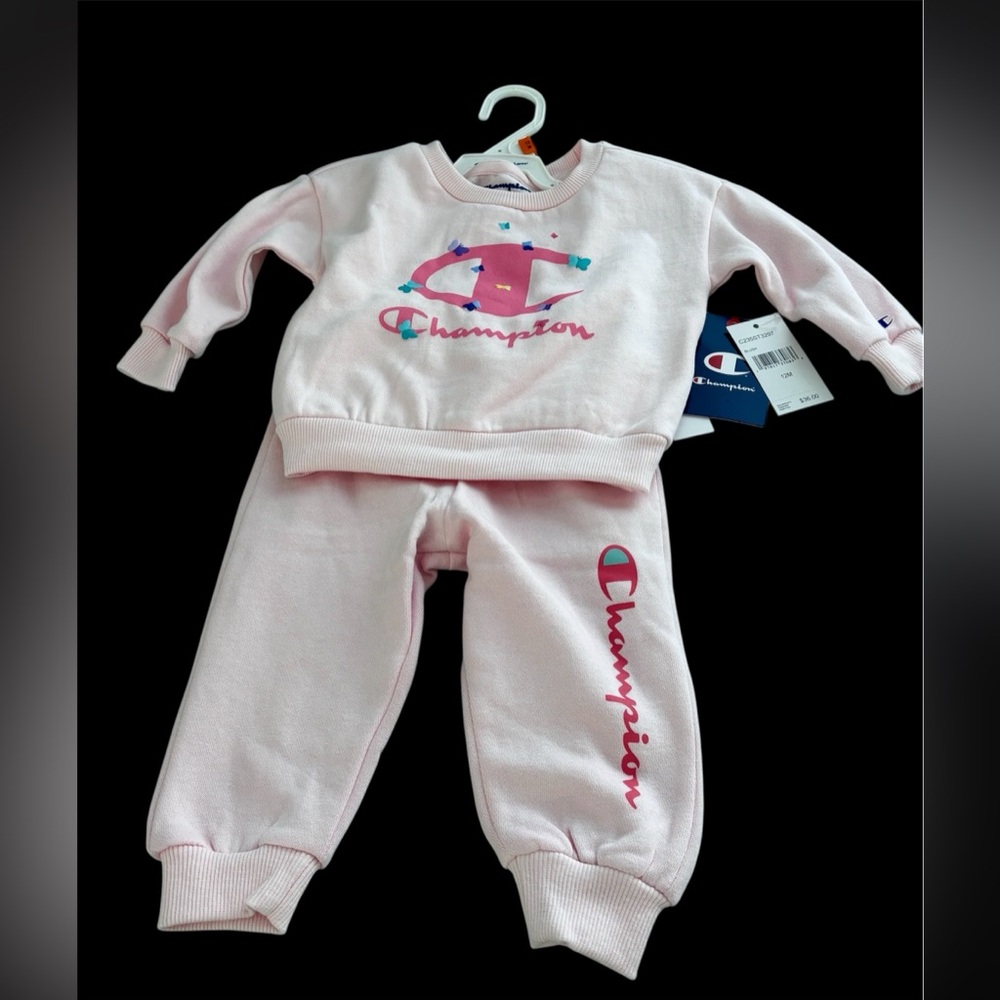 NWT Champion Baby Girls 12M Sweatshirt Sweatpants Matching Set